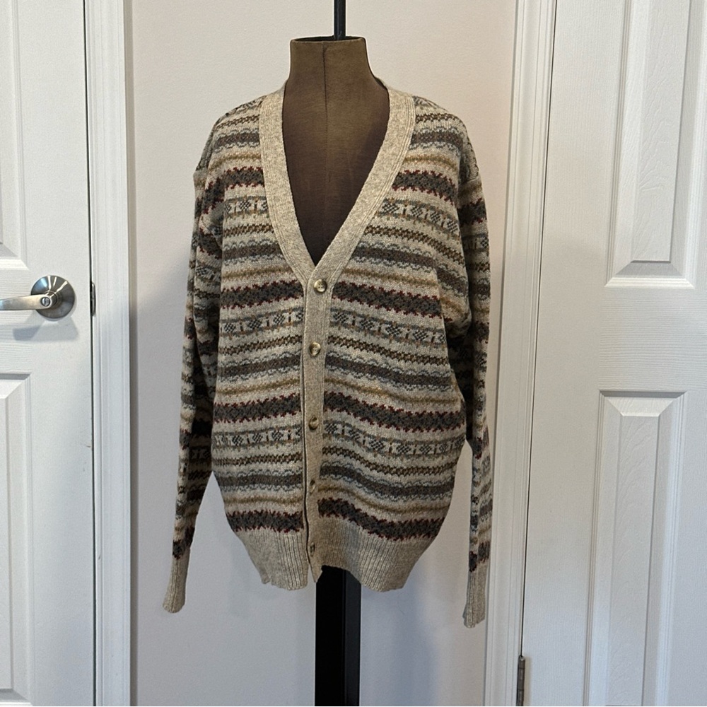 Michael Ross Hand Framed 100% Wool Cardigan Size XL
